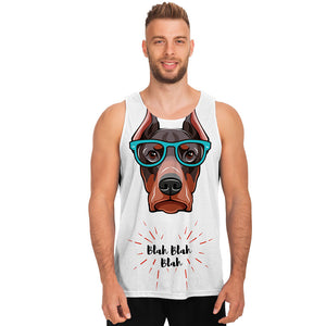 Dobermann With Glasses Print Men's Tank Top