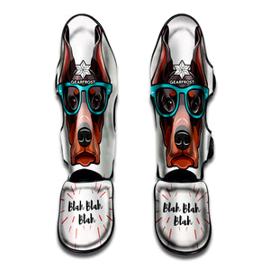 Dobermann With Glasses Print Muay Thai Shin Guard