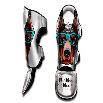 Dobermann With Glasses Print Muay Thai Shin Guard