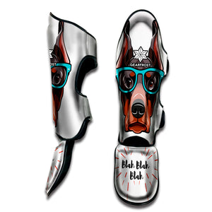 Dobermann With Glasses Print Muay Thai Shin Guard