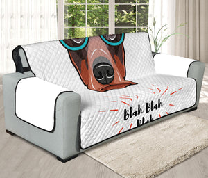 Dobermann With Glasses Print Oversized Sofa Protector