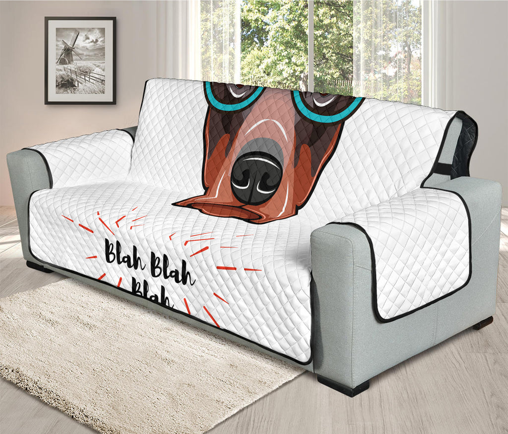 Dobermann With Glasses Print Oversized Sofa Protector