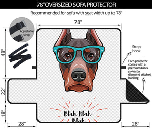 Dobermann With Glasses Print Oversized Sofa Protector