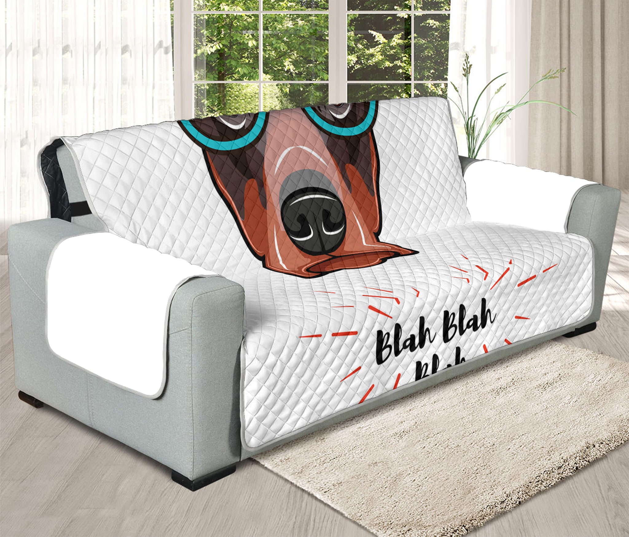 Dobermann With Glasses Print Oversized Sofa Protector