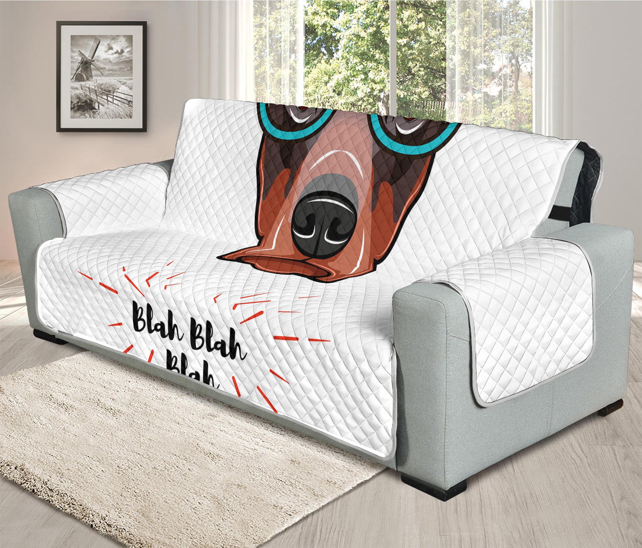 Dobermann With Glasses Print Oversized Sofa Protector