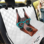 Dobermann With Glasses Print Pet Car Back Seat Cover