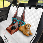 Dobermann With Glasses Print Pet Car Back Seat Cover