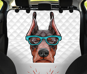 Dobermann With Glasses Print Pet Car Back Seat Cover