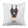 Dobermann With Glasses Print Pillow Cover