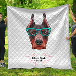 Dobermann With Glasses Print Quilt