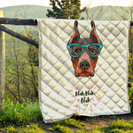 Dobermann With Glasses Print Quilt