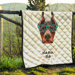 Dobermann With Glasses Print Quilt