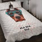 Dobermann With Glasses Print Quilt Bed Set