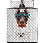 Dobermann With Glasses Print Quilt Bed Set