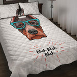 Dobermann With Glasses Print Quilt Bed Set