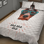 Dobermann With Glasses Print Quilt Bed Set