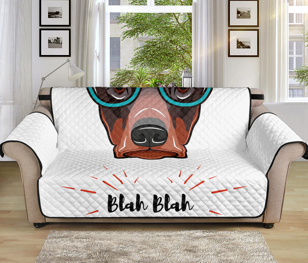 Dobermann With Glasses Print Sofa Protector