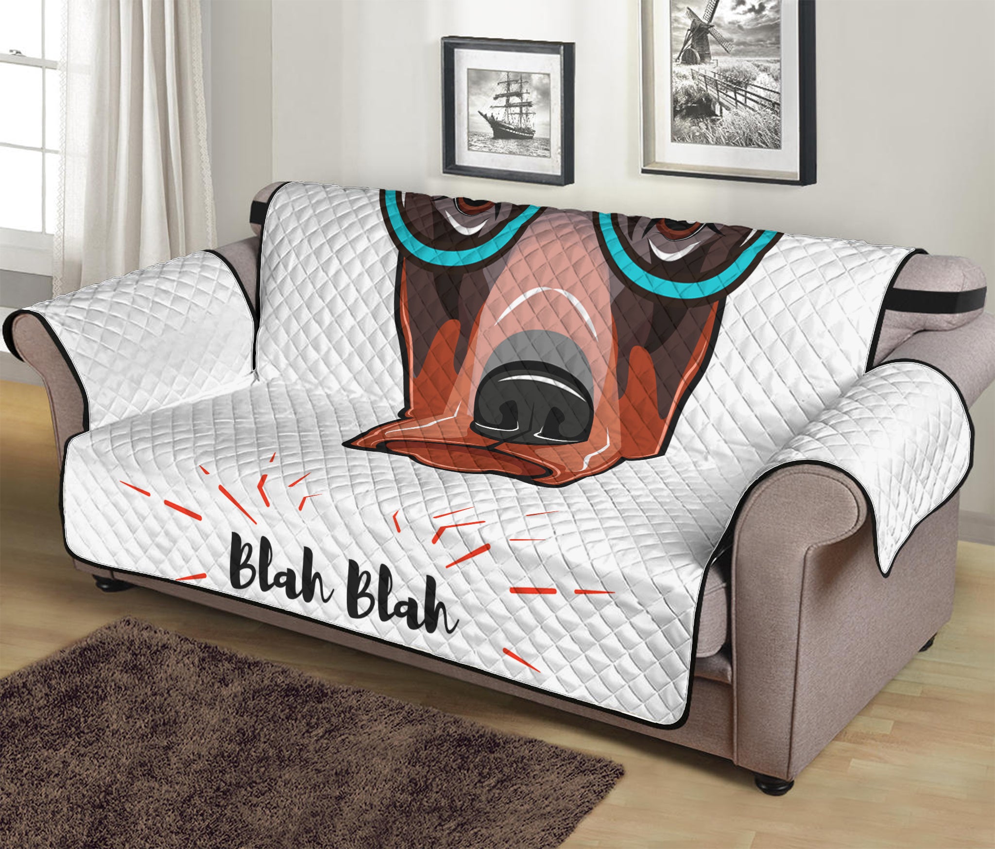 Dobermann With Glasses Print Sofa Protector