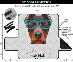 Dobermann With Glasses Print Sofa Protector