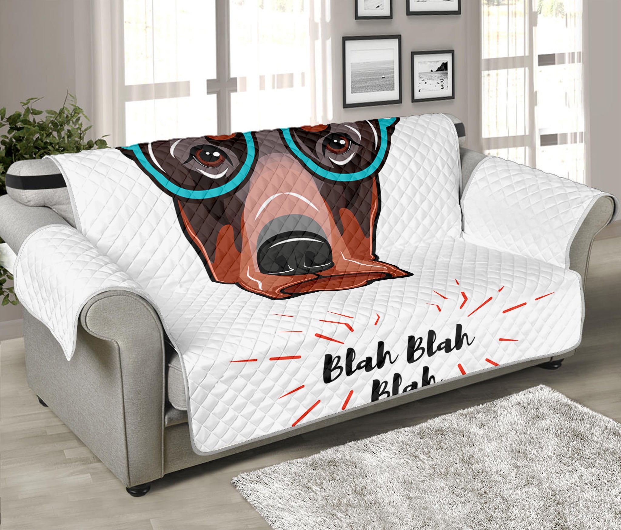 Dobermann With Glasses Print Sofa Protector