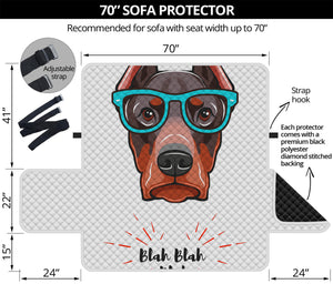 Dobermann With Glasses Print Sofa Protector