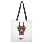 Dobermann With Glasses Print Tote Bag