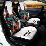 Dobermann With Glasses Print Universal Fit Car Seat Covers
