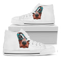 Dobermann With Glasses Print White High Top Sneakers