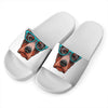 Dobermann With Glasses Print White Slide Sandals