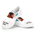 Dobermann With Glasses Print White Slip On Sneakers