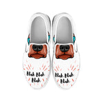 Dobermann With Glasses Print White Slip On Shoes