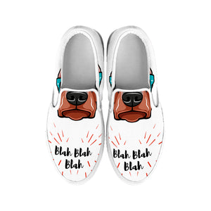 Dobermann With Glasses Print White Slip On Shoes