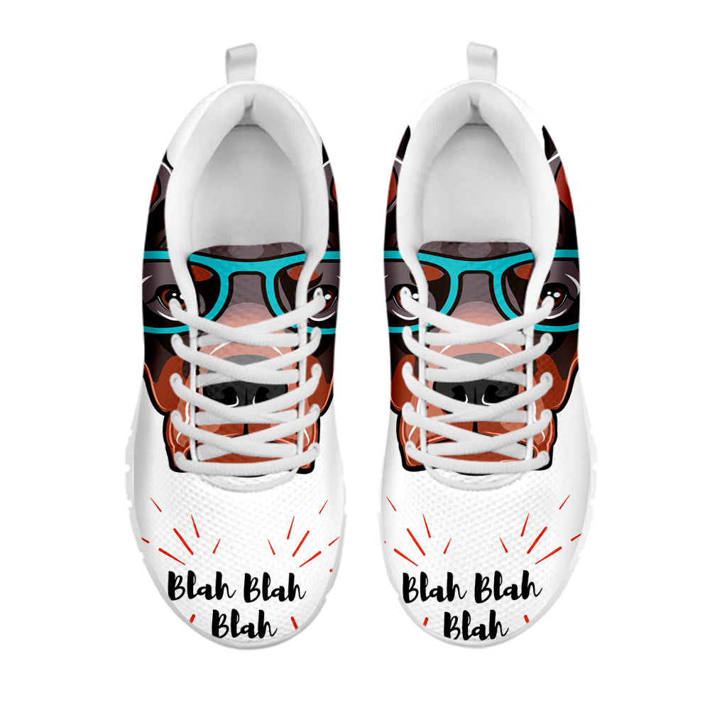 Dobermann With Glasses Print White Sneakers