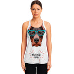 Dobermann With Glasses Print Women's Racerback Tank Top