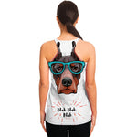 Dobermann With Glasses Print Women's Racerback Tank Top