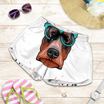 Dobermann With Glasses Print Women's Shorts