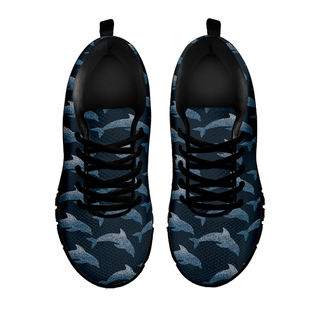 Dolphin Dot Pattern Print Black Sneakers