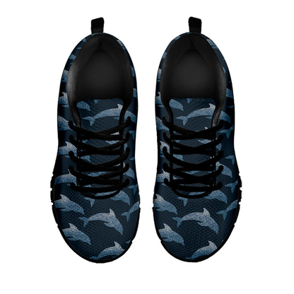 Dolphin Dot Pattern Print Black Sneakers