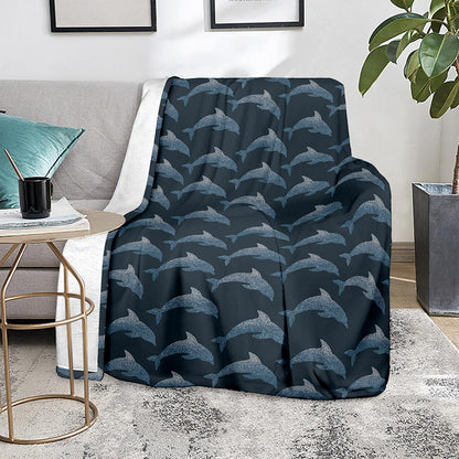 Dolphin Dot Pattern Print Blanket