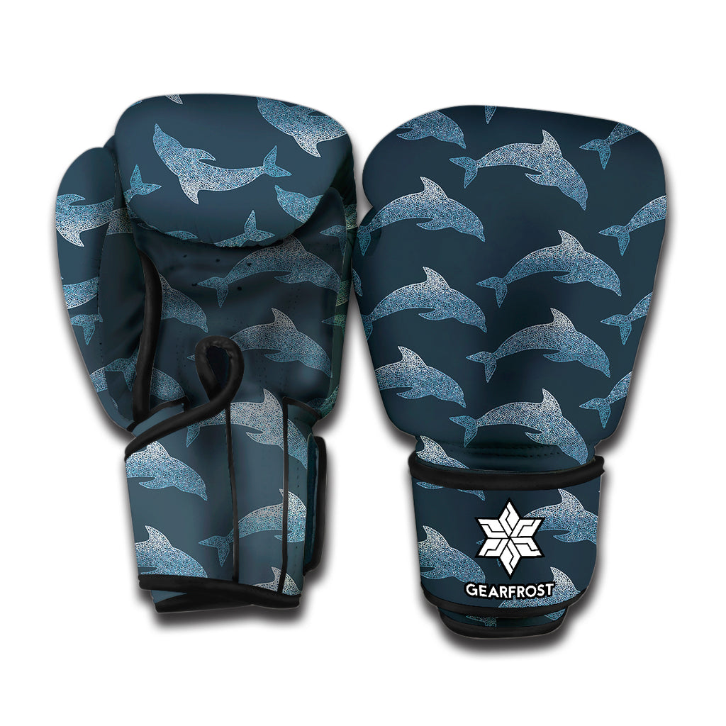 Dolphin Dot Pattern Print Boxing Gloves