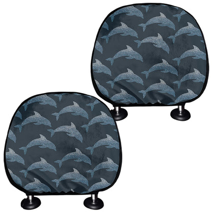 Dolphin Dot Pattern Print Car Headrest Covers