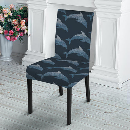 Dolphin Dot Pattern Print Dining Chair Slipcover