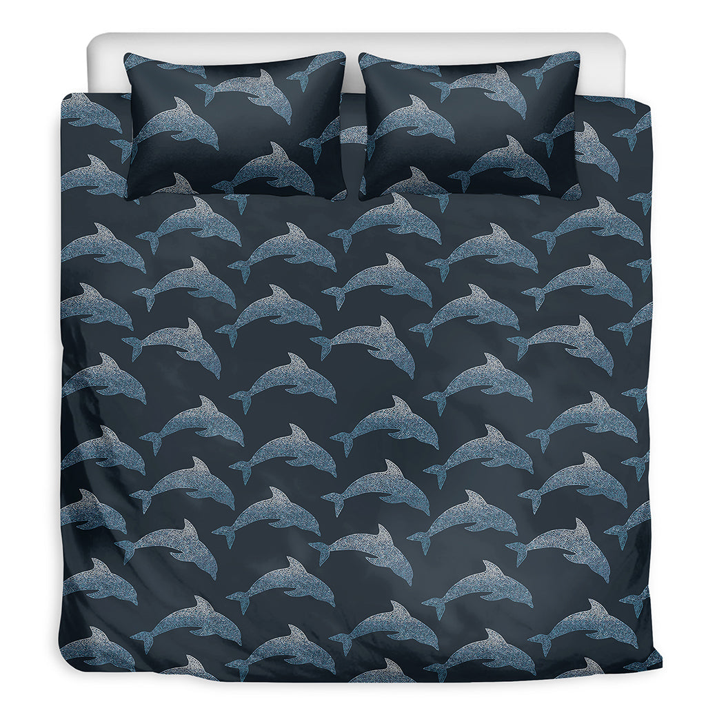 Dolphin Dot Pattern Print Duvet Cover Bedding Set