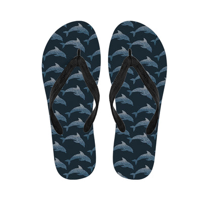 Dolphin Dot Pattern Print Flip Flops
