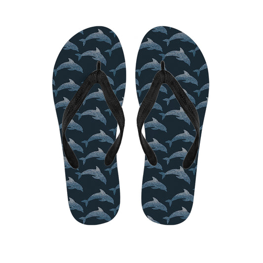 Dolphin Dot Pattern Print Flip Flops
