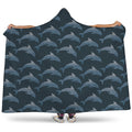 Dolphin Dot Pattern Print Hooded Blanket