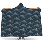 Dolphin Dot Pattern Print Hooded Blanket