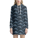 Dolphin Dot Pattern Print Hoodie Dress
