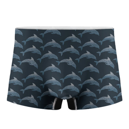 Dolphin Dot Pattern Print Men's Boxer Briefs
