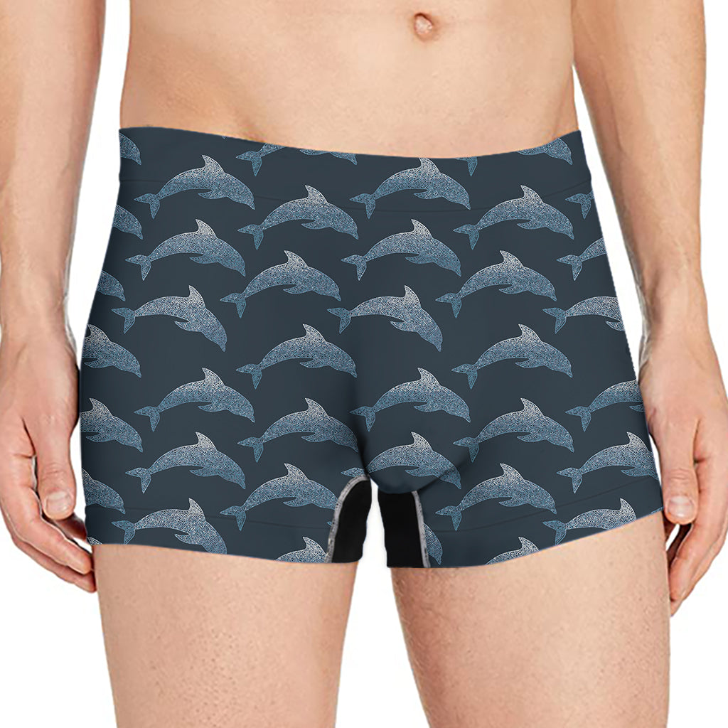 Dolphin Dot Pattern Print Men's Boxer Briefs